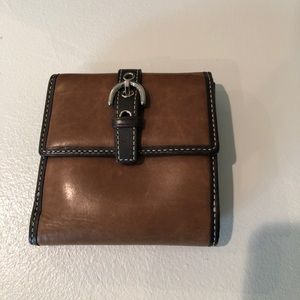 Coach tan and brown leather wallet